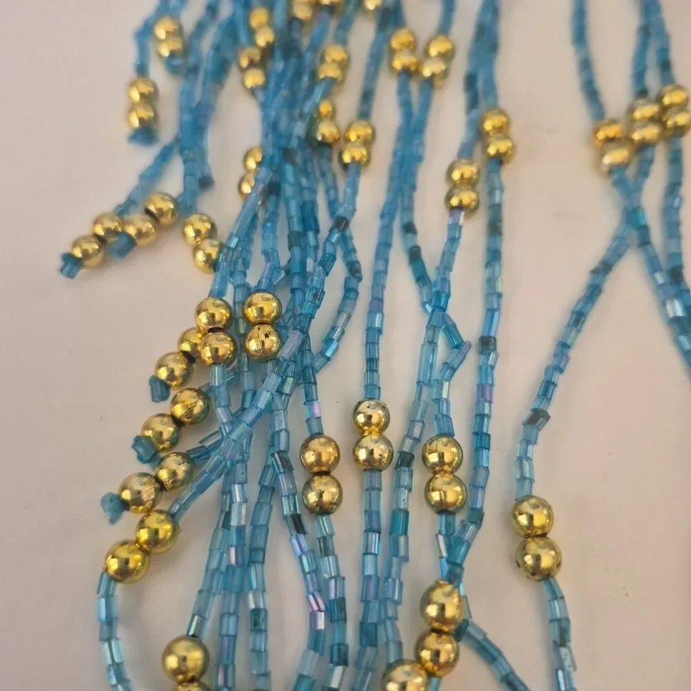 Egyptian Cleopatra Flapper Turquoise Gold Beaded Crochet Head Cap Costume Piece
